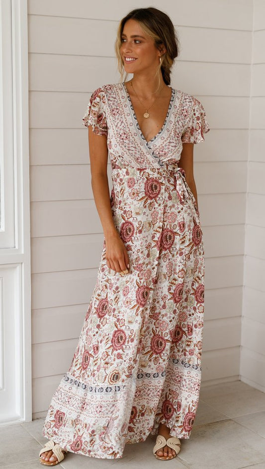 Beeba - Bohème Wickelkleid mit Blumen
