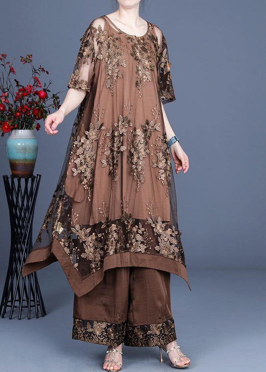 2021 Sommerkleid unregelmäßig weites Bein Hose Hosenträger Rock dreiteiliges Set