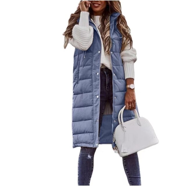 Brandy - Langer ärmelloser Wintermantel für Damen