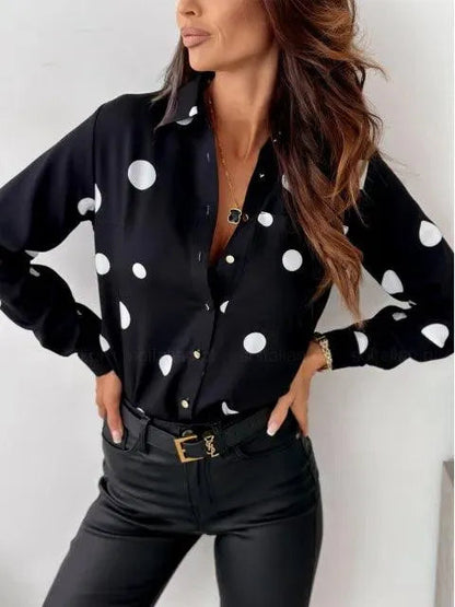 Bluse Damen - Mit Punkten - Hochwertige Baumwolle - Perfekt für formelle und legere Anlässe