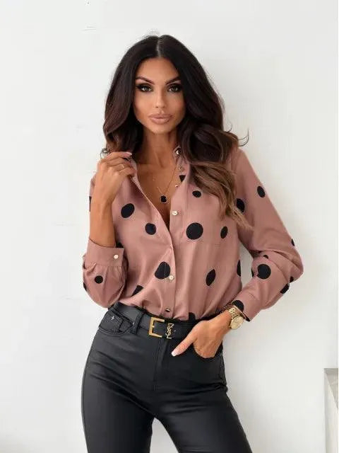 Bluse Damen - Mit Punkten - Hochwertige Baumwolle - Perfekt für formelle und legere Anlässe