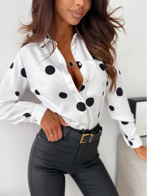 Bluse Damen - Mit Punkten - Hochwertige Baumwolle - Perfekt für formelle und legere Anlässe