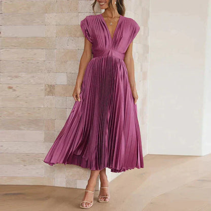 Esther - Maxikleid mit V-Ausschnitt und Falten