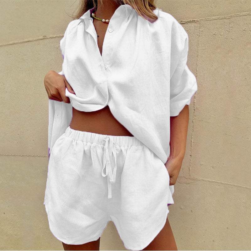 Bluse und Shorts Set - Lässig und trendig - Baumwolle, elastischer Bund - Perfekt für den Sommer