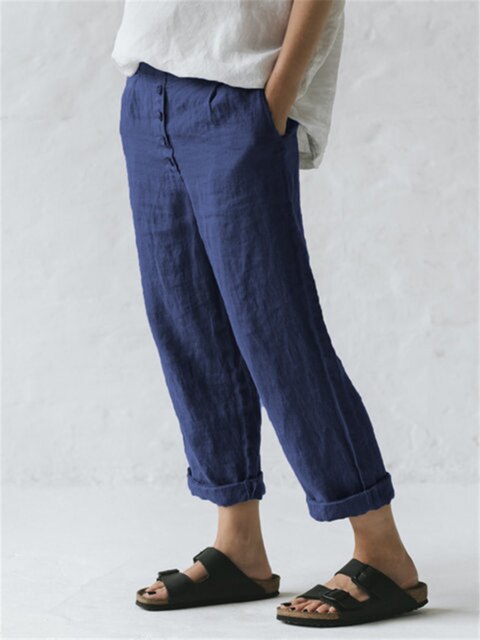 Constantia - Baumwoll-Leinen-Hose mit Taschen