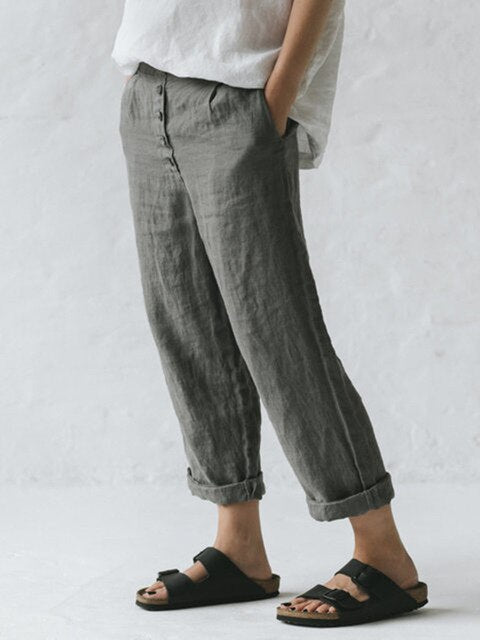 Constantia - Baumwoll-Leinen-Hose mit Taschen