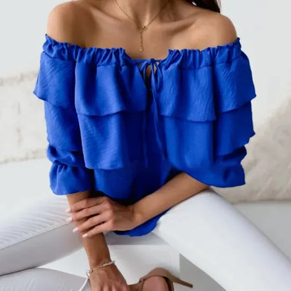 HONEY | Schulterfreie Chiffonbluse für Damen mit Rüschen