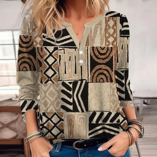 RILEY | Vintage-Bluse mit abstraktem Druck