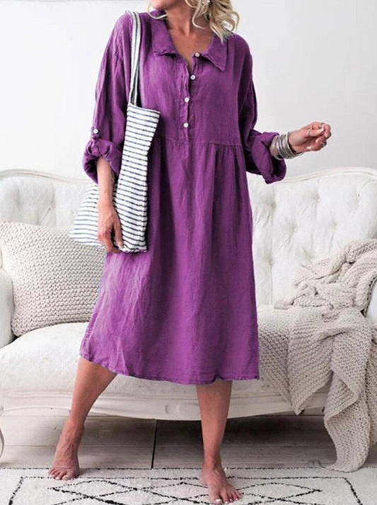 Lässiges Kleid mit Knöpfen und tailliertem Kragen