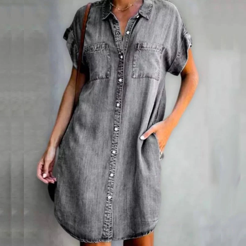 Jeans-Freizeitkleid mit kurzen Ärmeln