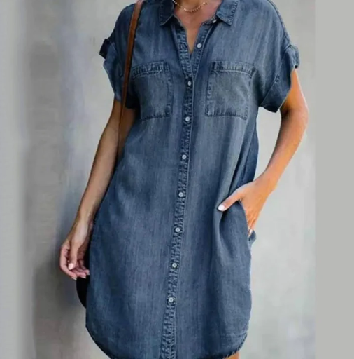 Jeans-Freizeitkleid mit kurzen Ärmeln