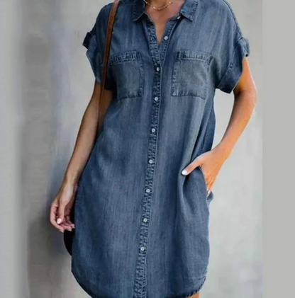 Jeans-Freizeitkleid mit kurzen Ärmeln