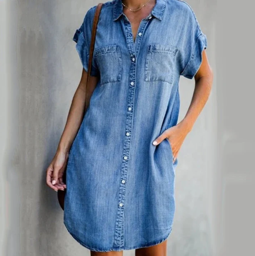 Jeans-Freizeitkleid mit kurzen Ärmeln