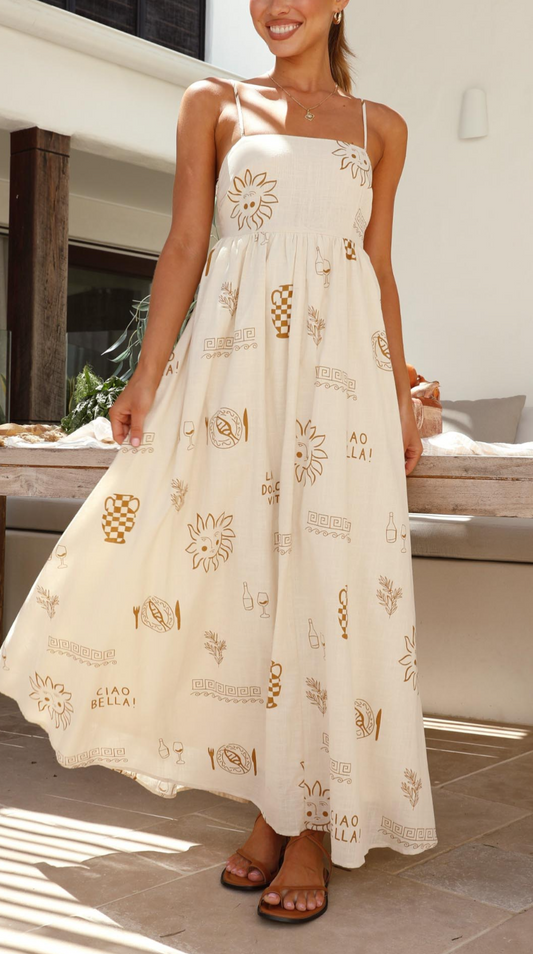 Lylah - Charm Brown Langes Kleid mit Ausschnitten
