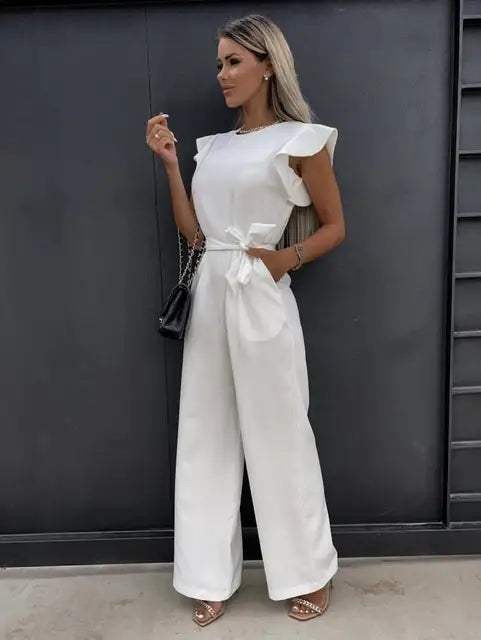 Jumpsuit Damen - Elegante Rüschen - Weich, atmungsactive, V-Ausschnitt - Perfekt für Hochzeiten