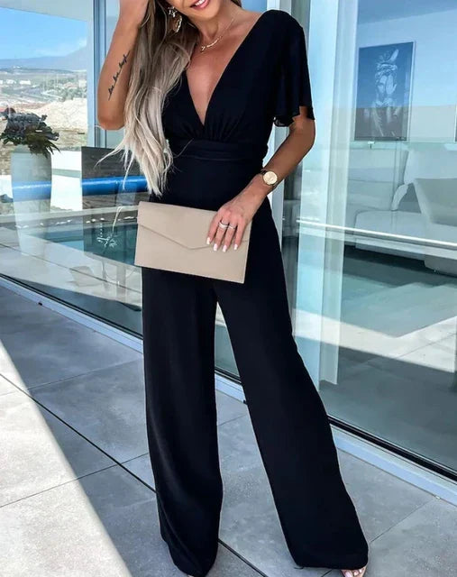 Anaïs - Jumpsuit mit Rüschenärmeln und weitem Bein
