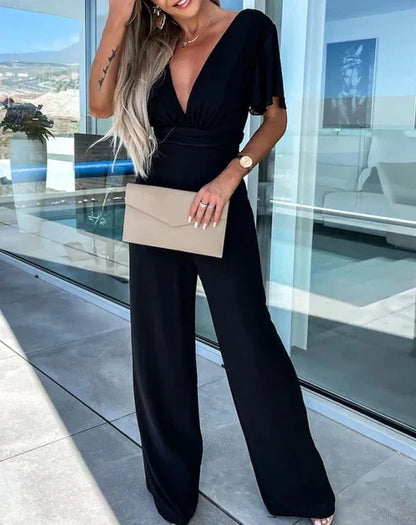 Anaïs - Jumpsuit mit Rüschenärmeln und weitem Bein