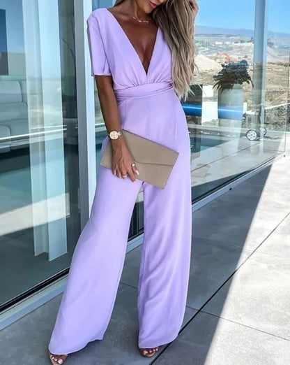 Anaïs - Jumpsuit mit Rüschenärmeln und weitem Bein