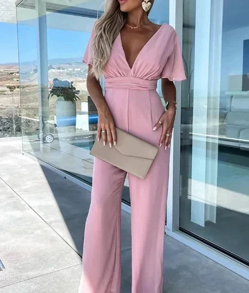 Anaïs - Jumpsuit mit Rüschenärmeln und weitem Bein