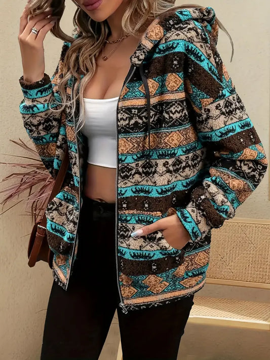 Kapuzenjacke mit Reißverschluss und Kordelzug