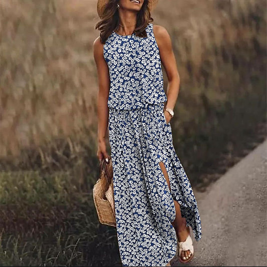 Melle - Schickes Maxikleid in kleinem Floral mit Taschen
