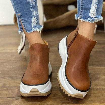 Stiefel mit dicker Sohle und Seitenreißverschluss für Herbst und Winter - Bequeme und trendige Schuhe