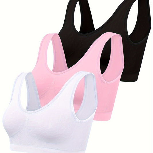 Eva | 3er Set aus einfarbigen Tanktops und nahtlosem Sport-BH