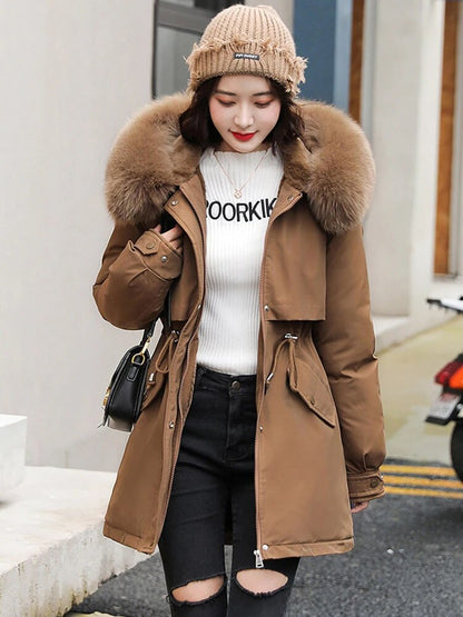 Kuschelige Kapuzenjacke für Frauen | Warmer, wattierter Parka | Winddichter Mantel für Frauen