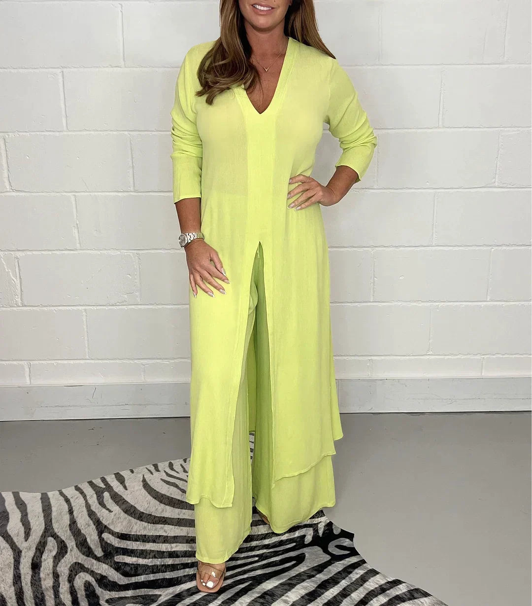 ELISSE | Casual 2-teiliges Set: langes Oberteil, passende Hose
