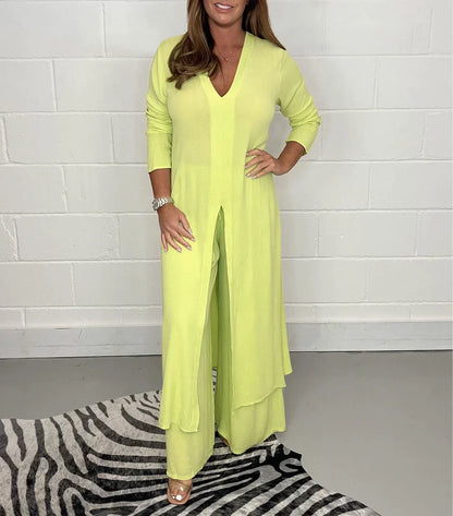 ELISSE | Casual 2-teiliges Set: langes Oberteil, passende Hose