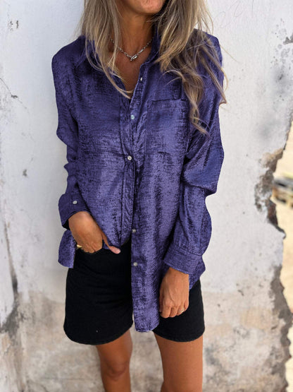 Metallene Damenbluse mit Kragen