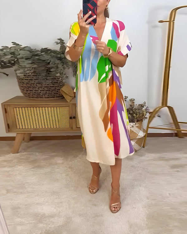 Lässiges Kleid mit auffälligem Blattmotiv, ideal für den Alltag.