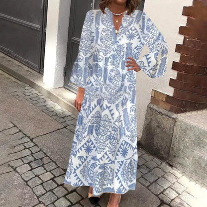 Maxikleid mit floralem Muster und langen Ärmeln