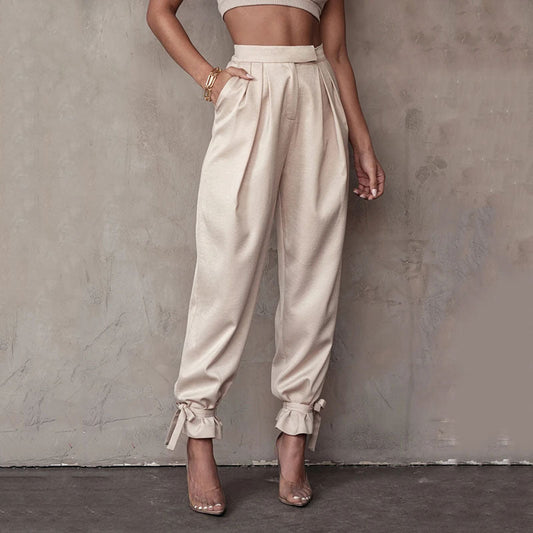 Casual Damen-Hose mit weitem Bein und Fliege