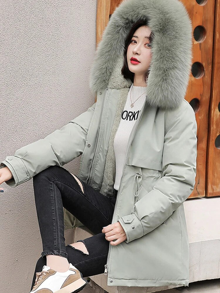 Kuschelige Kapuzenjacke für Frauen | Warmer, wattierter Parka | Winddichter Mantel für Frauen