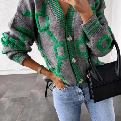 Elegante langärmelige Damen-Strickjacke