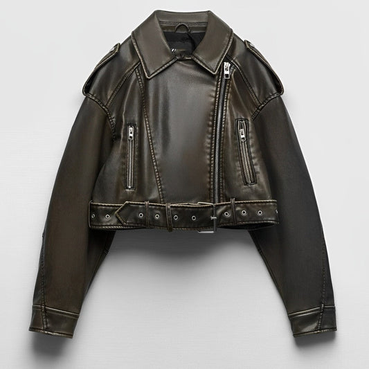 Vintage Baggy Lederjacke