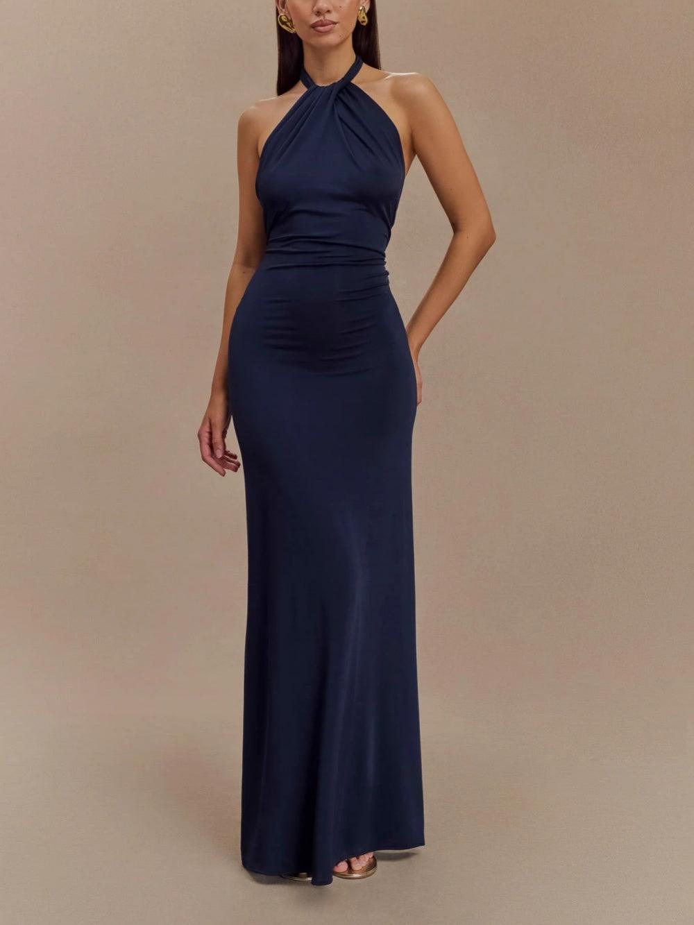 Langes Kleid mit Ausschnitt bis zur Mitte der Waden und elegantem Stil für besondere Anlässe