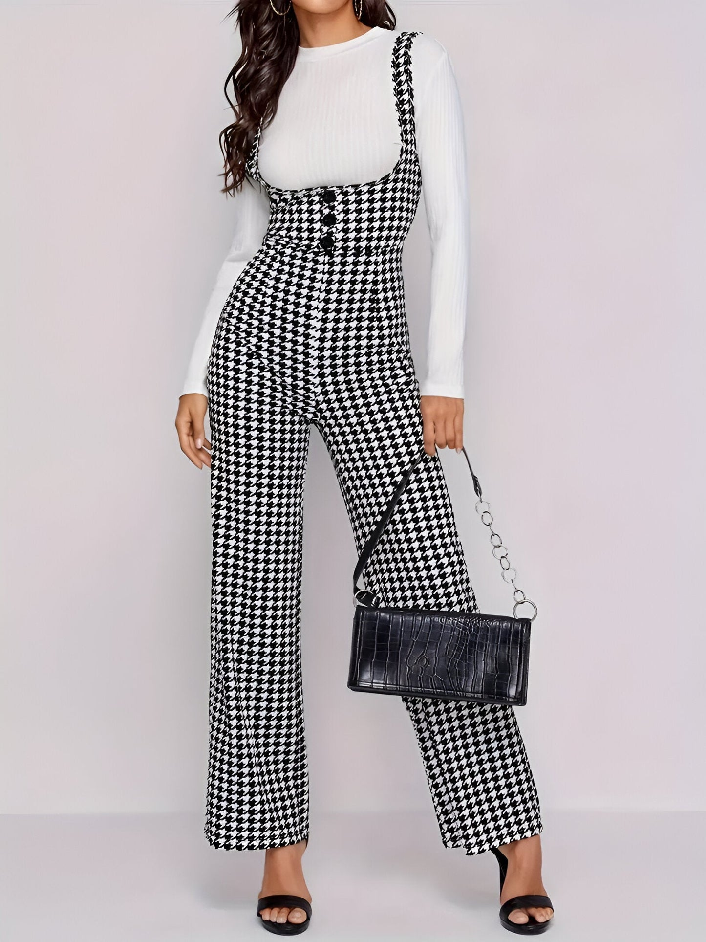 Bertille | Eleganter Jumpsuit mit Hahnentrittmuster