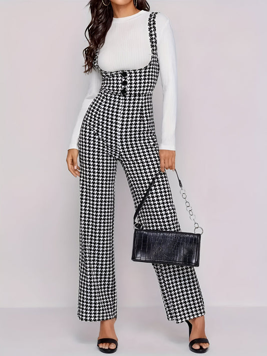Bertille | Eleganter Jumpsuit mit Hahnentrittmuster