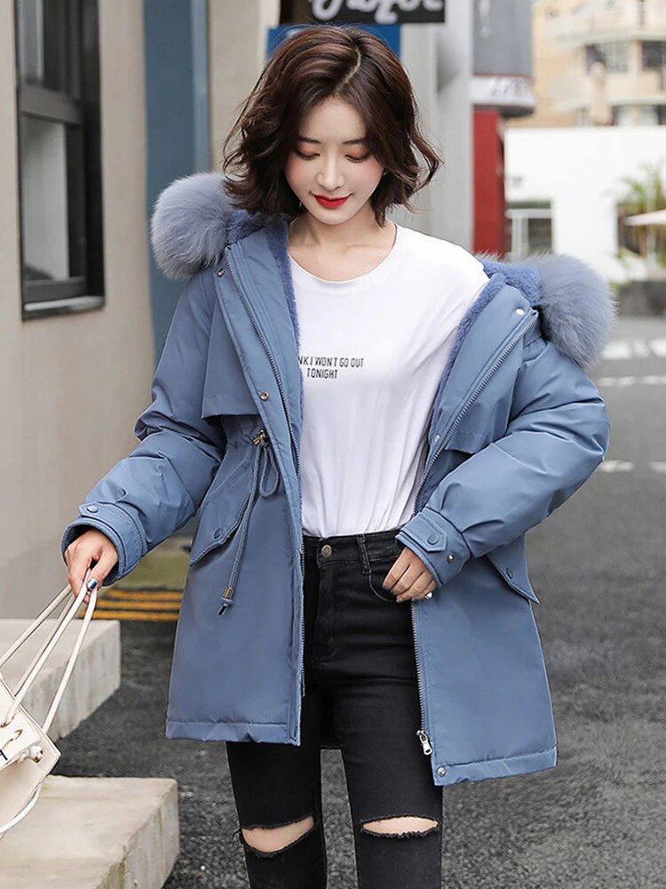 Kuschelige Kapuzenjacke für Frauen | Warmer, wattierter Parka | Winddichter Mantel für Frauen