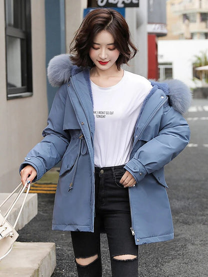 Kuschelige Kapuzenjacke für Frauen | Warmer, wattierter Parka | Winddichter Mantel für Frauen