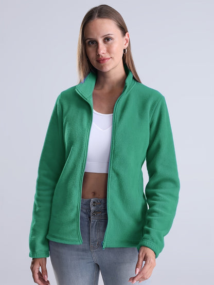 Nina | Schlichte, mit Plüsch gefütterte Jacke mit Reißverschluss und Taschen