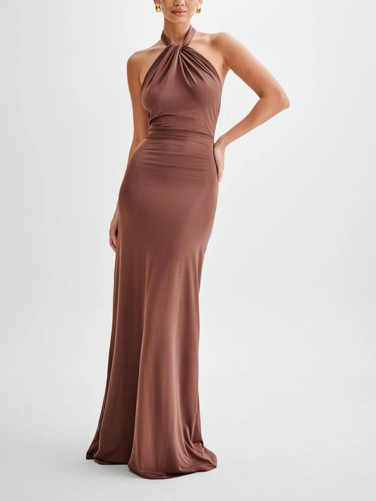 Langes Kleid mit Ausschnitt bis zur Mitte der Waden und elegantem Stil für besondere Anlässe