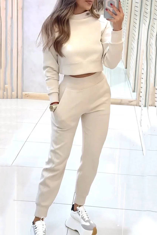 Maya - Lässiges Set aus kurzem Oberteil und Hose mit elastischem Bund für Frauen
