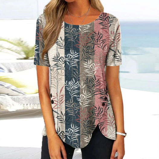Helena - Elegante Bluse mit kurzen Ärmeln und Rundhalsausschnitt