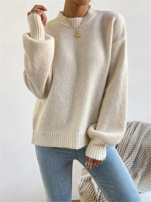 Amelie - Damenpullover mit langen Ärmeln und Stehkragen