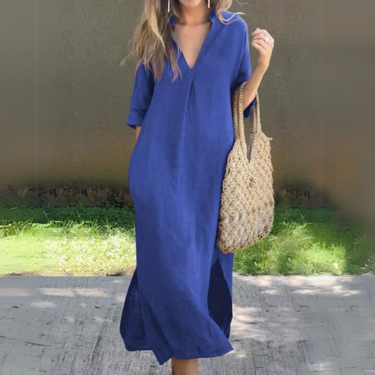 Leichtes, lässiges Maxikleid mit kurzen Ärmeln und modernem Stil