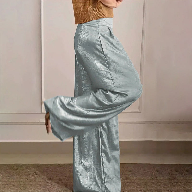 Frühling-Lässige Vintage-Hose-in-Metallic-Farben-für-Damen