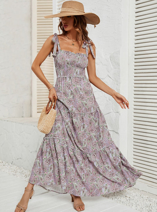 Rivka - Lässiges Sommer-Maxikleid mit Schleife und eckigem Ausschnitt